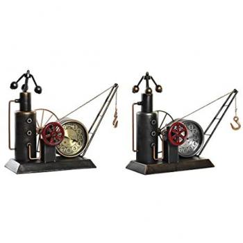 Reloj de Mesa DKD Home Decor 40,5 x 15 x 32,5 cm Plateado Dorado Hierro Vintage (2 Unidades)
