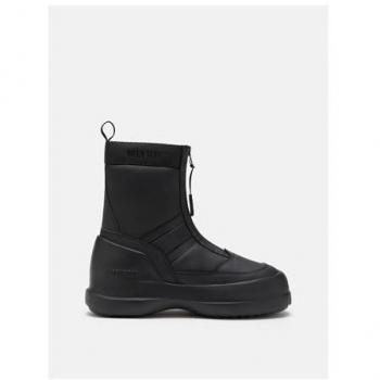 Moon Boot Luna Zip Flat Ankle Boots for Women, Black, Size 40