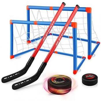 Baztoy Juguete de Hockey Flotante,Pelota de Hockey AéREO Juguetes para Niños 3 4 5 6 7 8 9 10 11 12 Años, Juego Hockey con 2 Porterias y 2 Palos de Hockey, para Regalos Navidad Cumpleaños Juegos