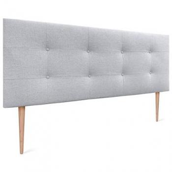 Cabecero Acolchado Capitone Tapizado en Tela Acualine Gris Perla 160x115cm con 8cm de Grosor para Camas Matrimonio e Individual