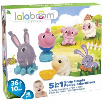 Cofre Regalo 5 en 1 - Perlas Educativas de Animales de la Granja - Lalaboom, 25 Piezas