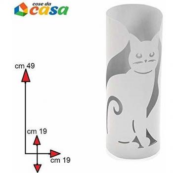 Paragüero de metal con forma de gato en color blanco