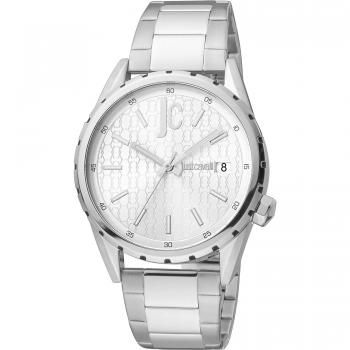 Just Cavalli Silver Men Watch - Stainless Steel Case, Quartz Movement, Water Resistant up to 50 meters, Analog Display, Roman Numerals, Deployment Clasp, 42mm Case Diameter