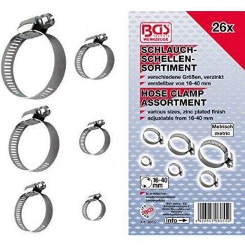 Set de Abrazaderas para Mangueras BGS Ø 16 - 40 mm, 26 Piezas