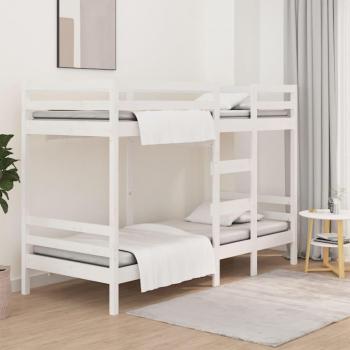 Litera blanca de madera maciza de pino 90x190 cm