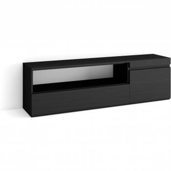 Mueble TV Moderno Negro con Almacenamiento para Televisores hasta 65, 150x45x35cm