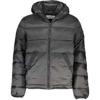 Calvin Klein Men's Black Hooded Jacket with Contrast Details - XL