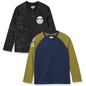 Spotted Zebra Disney Long-Sleeve Henley T-Shirts Camiseta, Paquete de 2 Iconos de Star Wars, 11-12 años, Pack de 2