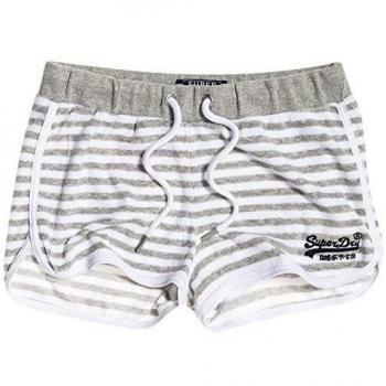 Superdry Ebele Pebble - Pantalones Cortos para Mujer, diseño de Rayas, Color Gris Blanco L