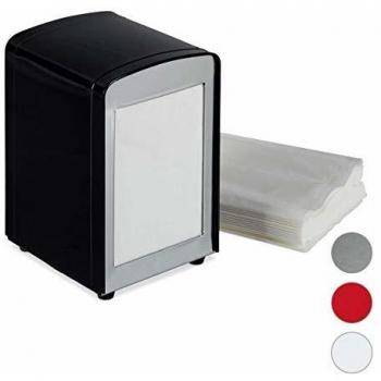 Dispensador de Servilletas Retro, Acero Negro, Pequeñas, para Café y Bistro, 15x9.5x11 cm