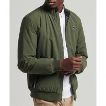 Superdry Men's Harrington Training Jacket, Dark Moss Green, XXL, Casual Polyester Long Sleeve 2024