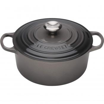 Le Creuset Signature Enamelled Cast Iron Round Casserole Dish With Lid, 24 cm, 4.2 Litres, Flint, 2117724444