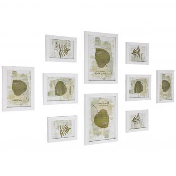 SONGMICS Set de 10 Marcos de Fotos para Pared con Diferentes Tamaños Tableros de MDF Blanco RPF310W