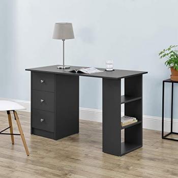 Escritorio de Ordenador Lemberg 120 x 49 x 72 cm - Gris Oscuro con 3 Compartimientos y 3 Cajones