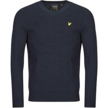Lyle & Scott Men's Cotton Merino V-Neck Sweater in Dark Navy - XL