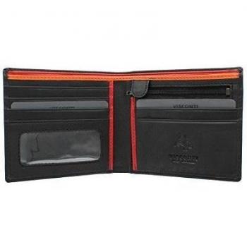 Visconti Colección Bond LE CHIFFRE Cartera de Cuero para Hombre BD707 Negro/Naranja/Rojo