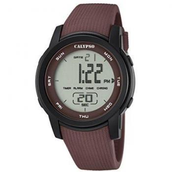 Calypso Unisex Digital Watch with LCD Dial Digital Display and Brown Plastic Strap K5698/5