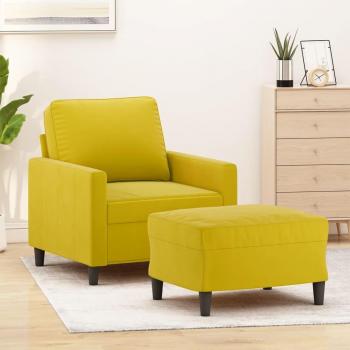 Sillón con reposapiés de terciopelo amarillo 60 cm Vidaxl