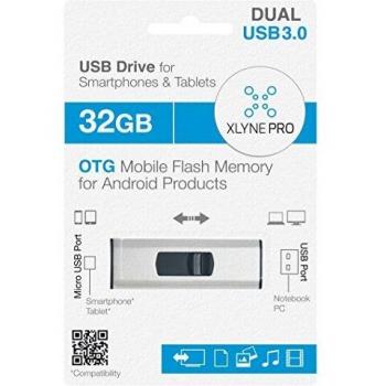 Memoria USB OTG 32GB Doble Conector Micro USB y USB 3.0 Plata