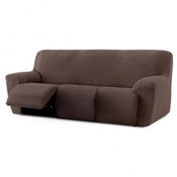 Funda sofá Relax 3 plazas bielástica Roc Marrón 70 x 120 x 260 cm premium con características de ajuste y elasticidad