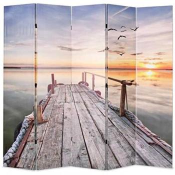 vidaXL Biombo Divisor Plegable 200x170 cm Estampado Lago Separador de Espacios