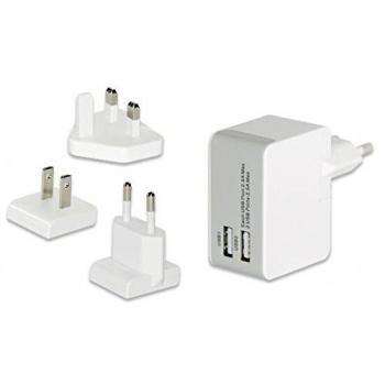 Ednet 31808 - Cargador (Interior, Universal, Corriente alterna, Color blanco, Contacto, 110 - 240)