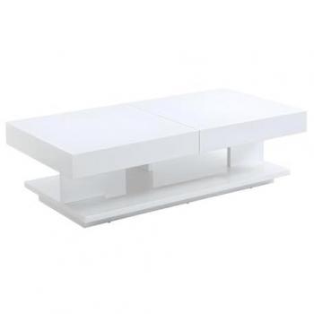 Mesa de centro ARAMIS con compartimentos - MDF lacado blanco