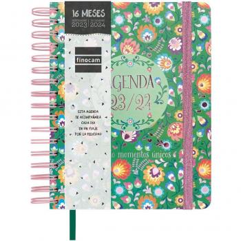 FINOCAM Agenda Anual 16 Meses 23-24 Vitae Cuarto S/V Verde - Semana Vista Horizontal, Multilingüe, Tamaño 155x217 mm
