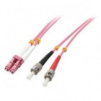 Cable de Fibra Óptica Doble LC/ST OM4 50/125µm 2m Rosa