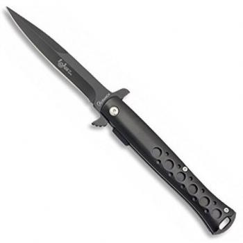 Albainox 18031-A - Navaja Unisex, Clip, Apertura FOS, Negro, 10 cm