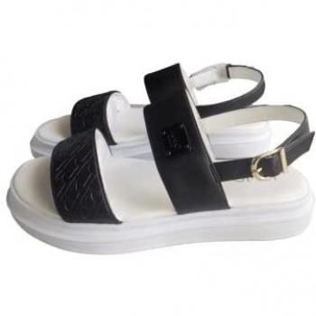 Sandalia de puntera redonda Liu Jo modelo MARTY 522 para mujer, color negro
