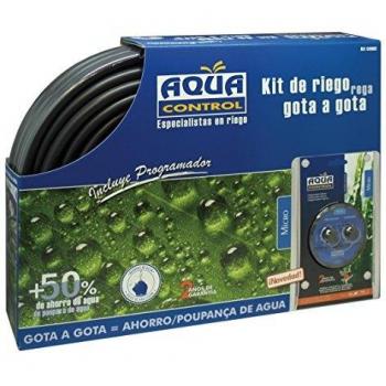 Aqua Control Riego por Goteo para Jardín-Incluye Goteros, Tubería, Microtubo, Reductor de presión, Soportes y Tapones, Kit C4064