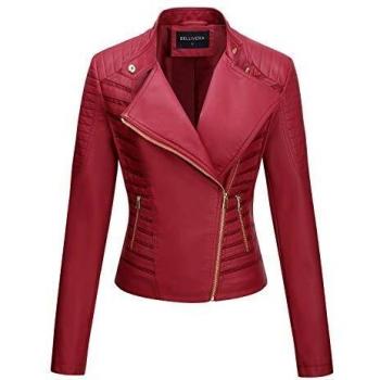 BELLIVERA Chaqueta de Cuero PU para Mujer