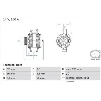 Alternador BOSCH 14V 150A para Mercedes-Benz Sprinter y Clase E