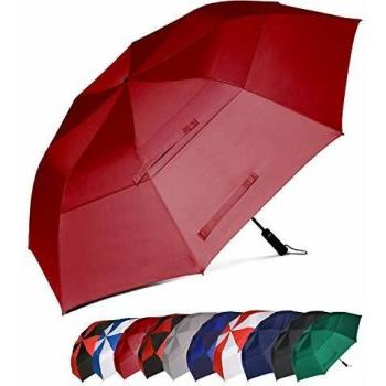 Eono by Amazon - Paraguas de Golf Resistente al Viento con Doble Tela y Sistema de Apertura automático, Antiviento Paraguas Grande, Large Golf Umbrella, Deportivo, Unisex, Impermeable, 62, Borgoña