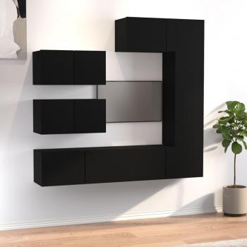 Set de Muebles para TV 6 Piezas Negro en Madera Contrachapada