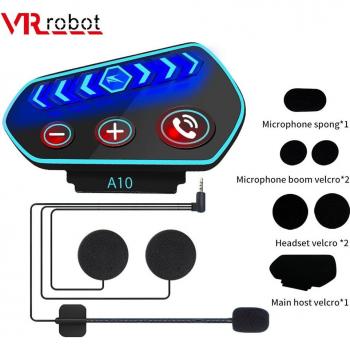 Auriculares Inalámbricos para Motocicleta VR Robot Bluetooth 5.0, Resistentes al Agua, Ultra Finos, con Modo de Reposo, Micrófono y Reproductor de Música