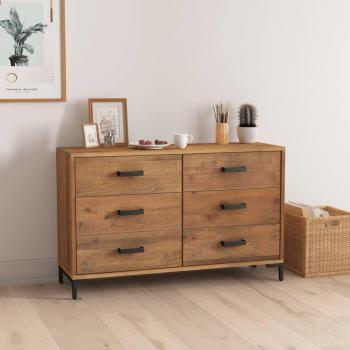 Aparador de madera maciza de pino 110x35x70 cm, mueble de almacenaje de salón, buffet para salón, armario auxiliar, armario de almacenamiento en color marrón