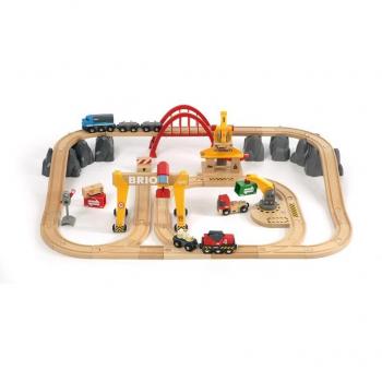 BRIO Cargo Railway Deluxe Set - Wooden Train with Cranes and Loadings, 54 Pieces