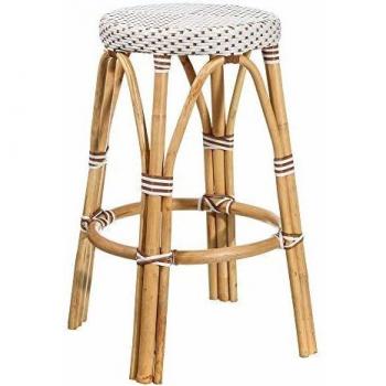 Taburete Alto de Bar de Rattan Trenzado marrón Vintage para salón France - LOLAhome