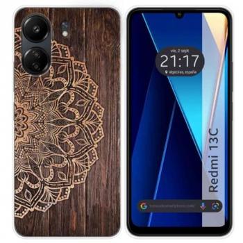 Funda de Silicona para Xiaomi Redmi 13C con Diseño de Madera y Dibujos 06