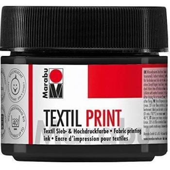Pintura Textil Marabu Print 100ml - Color Negro, a base de agua, inodoro y resistente a la luz