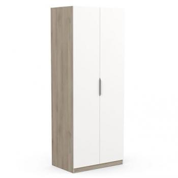 Armario infantil 2 puertas Ghost - L79,4 cm - Blanco y roble - Dimensiones: 79,4 x 203 x 51,1 cm