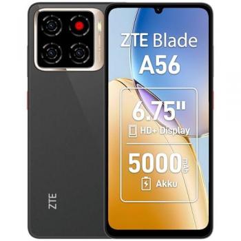 Smartphone ZTE Blade A56, 4GB RAM, 64GB almacenamiento, pantalla de 6.75, Dual SIM, 4G, color negro