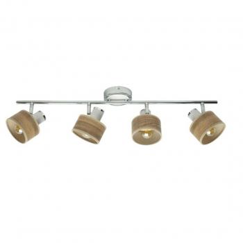 Regleta Nando 4xe14 Cromo-blanco/madera clara Focos Orientables 16x73x10 Cm