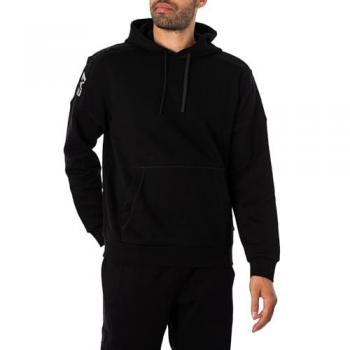EA7 Men's Black Hoodie with Stripe Logo Contrast - Size XL
