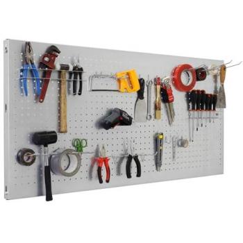 Panel Herramientas Pared Simon Rack 1500x400 mm Galvanizado con 22 Ganchos y 3 Soportes