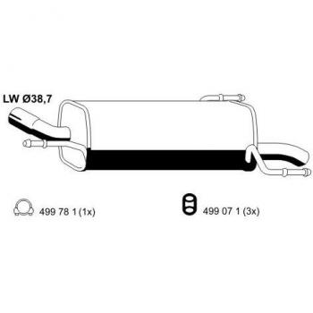 Silenciador trasero ERNST para Opel Corsa C 3/5 puertas, compatible con GM, referencias 5852280, 13126164, 09129831, 011143
