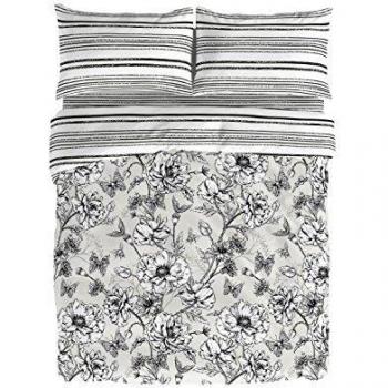 Victorio & Lucchino Butterfly Juego de Funda nórdica para Cama de 135 cm, Gris/Blanco/Negro
