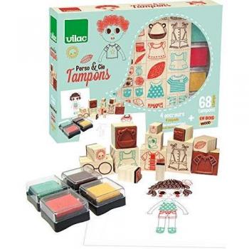 Vilac- Coffret tampons Perso & co Set estampadores Vestir Personajes, Multicolor